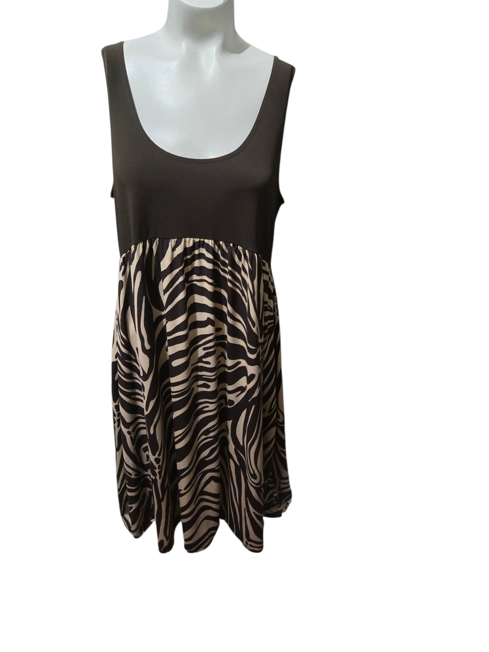 Michael Michael Kors Zebra Print Sleeveless Babydoll Dress Women's Large